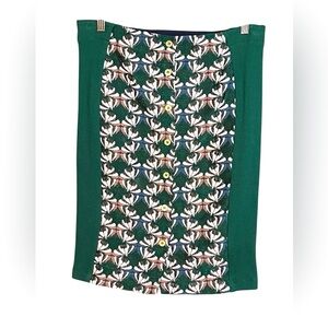Anthropologie Dolan Devlin Green Brocade Button Down Pencil Skirt Size Small NWT